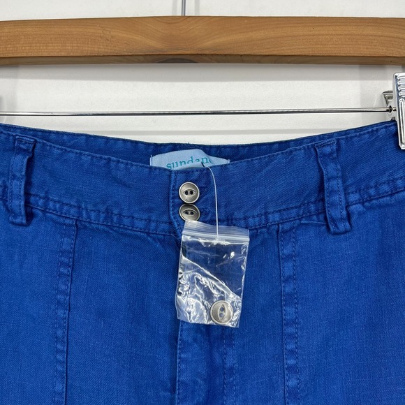 Sundance Pants Women's‎ Size 10 Blue Wide Leg High Rise Straight Linen Blend - Picture 5 of 13